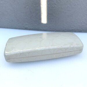 COACH Signature Protective Glasses Sunglasses Case Clamshell Slim Leather